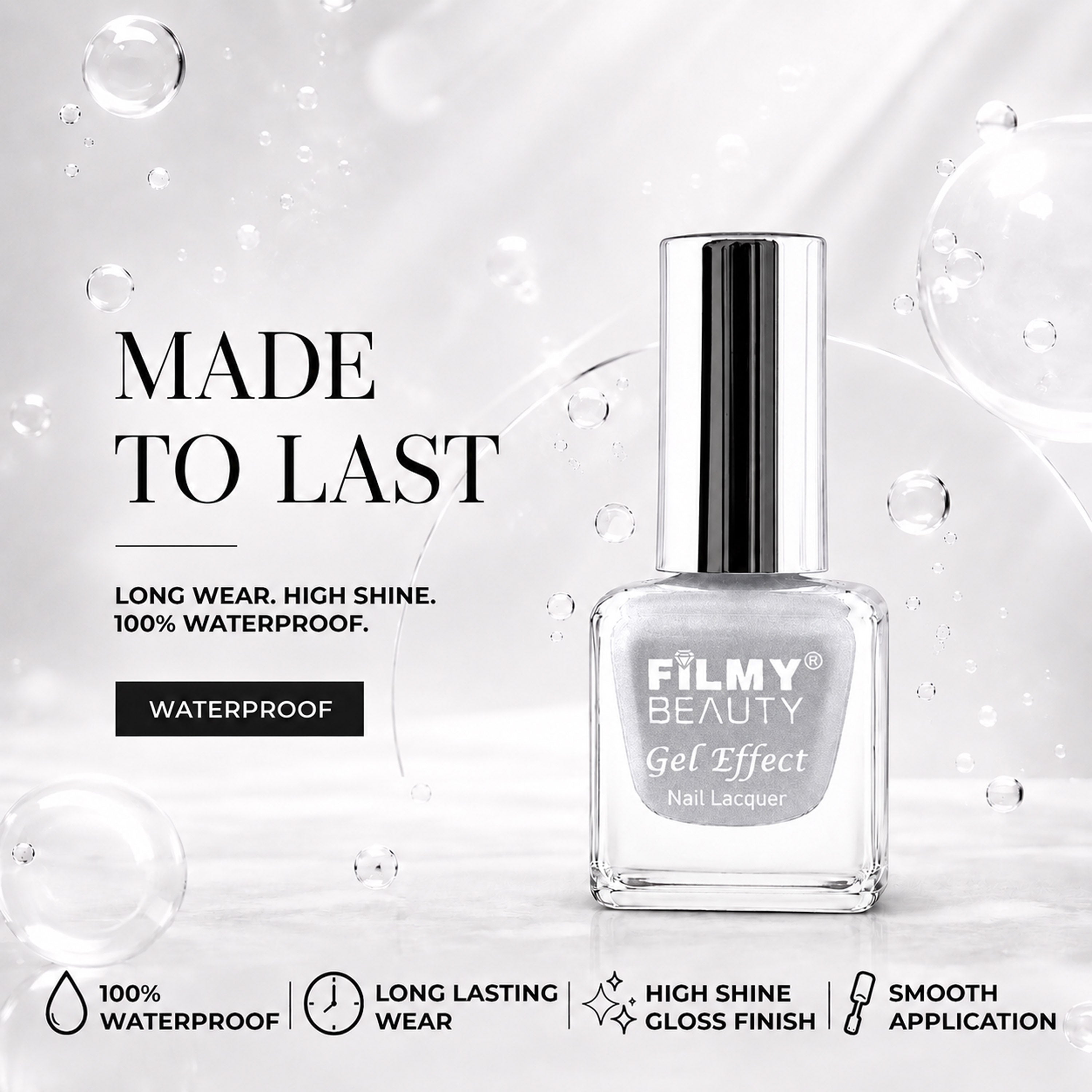 Gel Nail Polish - Silver Drops